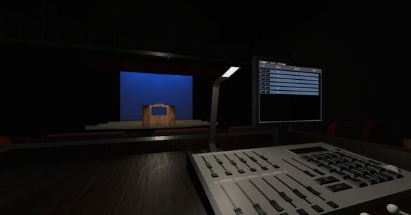 La console d'éclairage virtuelle utilisée pour la mise à jour Theatre Tech